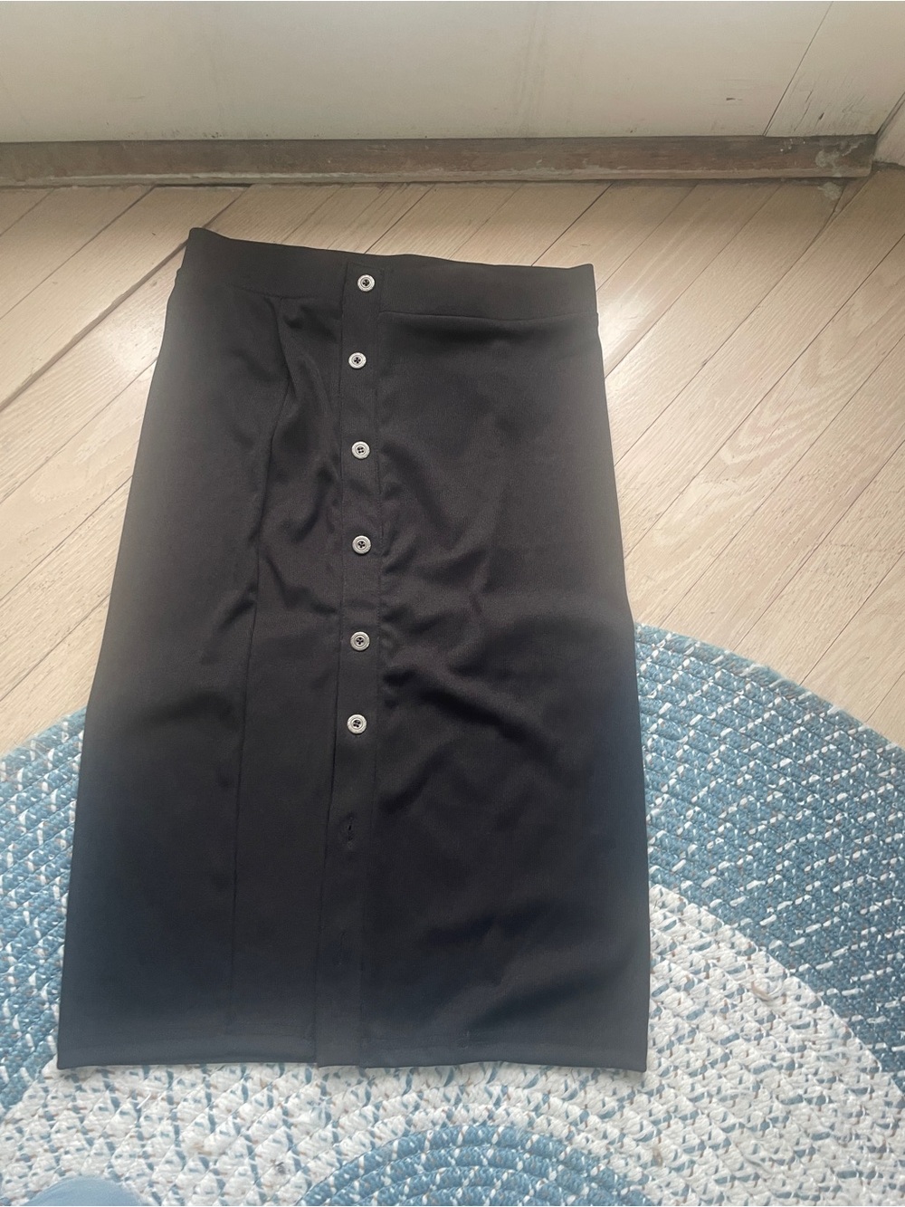 J.O.A. Black Button-Front Pencil Skirt